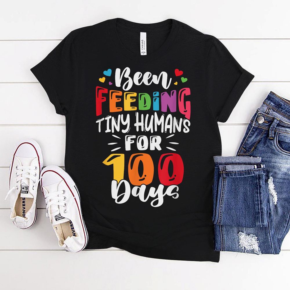 Been Feeding Tiny Humans For 100 Days Of School Lunch Lady Shirt Unisex Standard T-Shirt black s