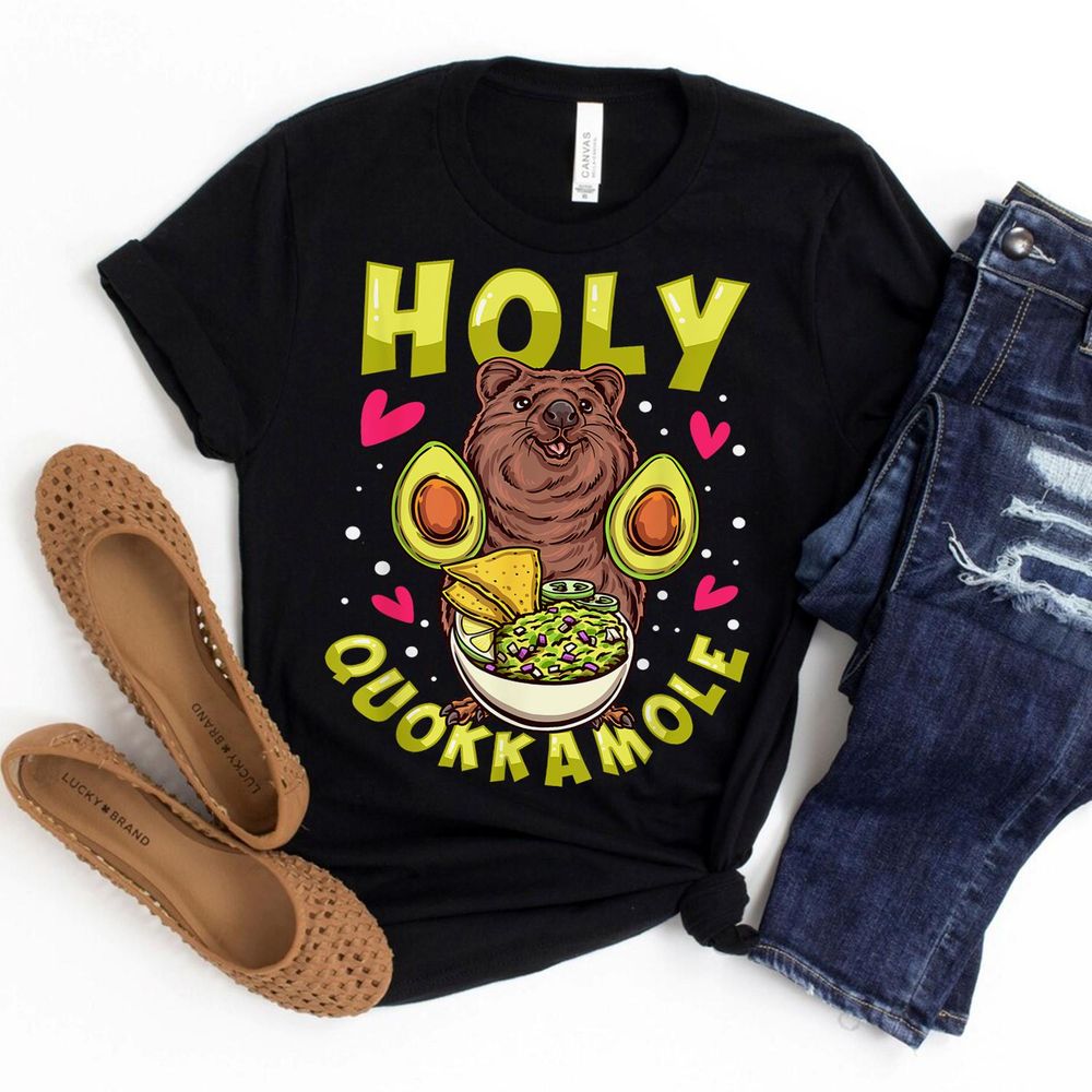 Cute Funny Holy Quokkamole Quokka Lover Avocado Guacamole Shirt Unisex Standard T-Shirt black s