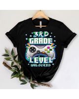 3rd Grade Level Unlocked Gaming Back To School Kids Boys Tee Shirt Unisex Standard T-Shirt black s