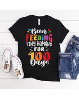 Been Feeding Tiny Humans For 100 Days Of School Lunch Lady Shirt Unisex Standard T-Shirt black s